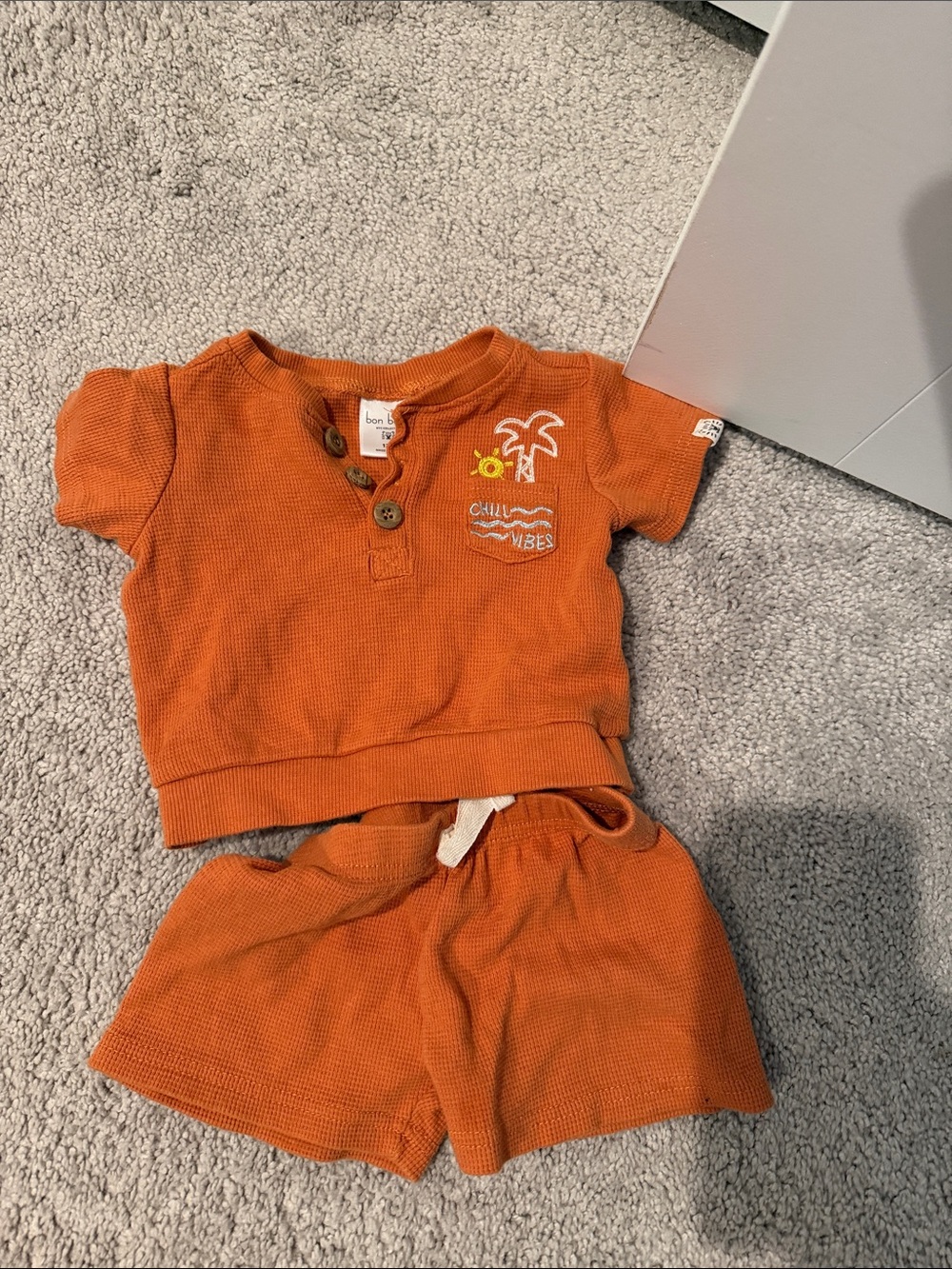 Orange Toddler Two-Piece Set with Palm Embroidery